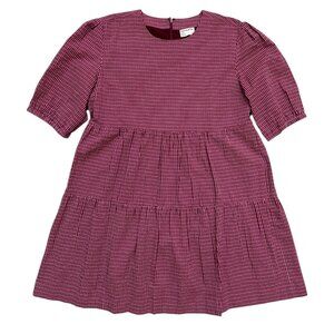 Frank & Oak Organic‎ Cotton Puff Sleeve Tiered Mini Dress Red Size M Cottagecore